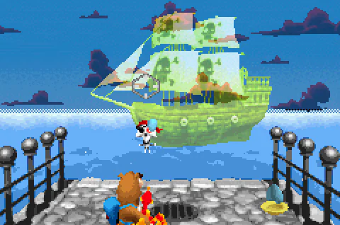 Ghost Pirate exposing his skull beneath the ship’s central sails