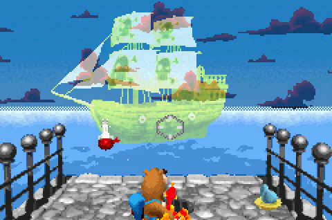 The captain reacting to an egg shot near the ship’s bow