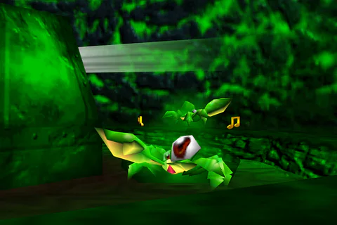 A Mutie Snippet beneath a beam of light from the central drum