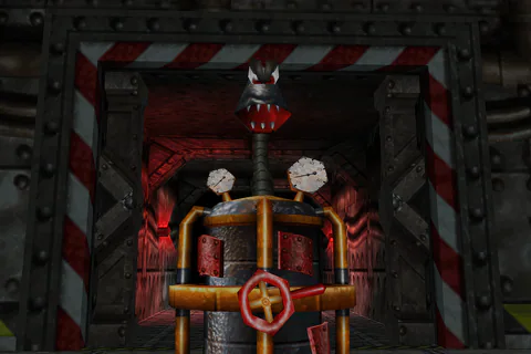 Weldar standing upright with his metal body, yellow frame, red valve and pressure gauges visible