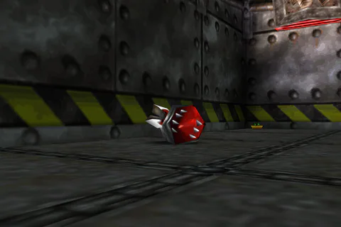 Weldar’s detached head lying on the Repair Depot floor after the battle