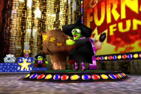 Gruntilda hosting Furnace Fun in Banjo-Kazooie.