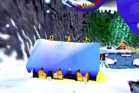 Musical Notes surrounding Boggy’s snow-covered igloo in Freezeezy Peak