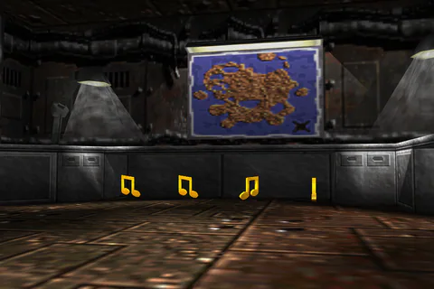 Musical Notes on the floor of Rusty Bucket Bay’s map room