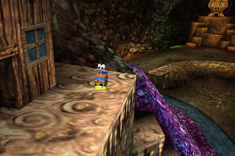 Detonator Banjo stands beside Wumba’s Wigwam above the purple ore mound.