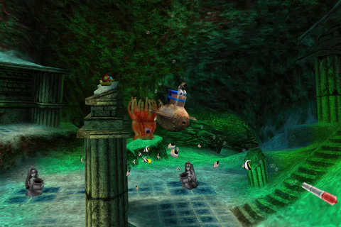 Submarine above an Atlantis pillar in Jolly Roger’s Lagoon