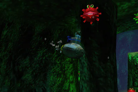 Submarine facing coloured mines in the Sea Bottom Cavern challenge