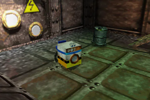 Washer in a metal corridor inside Grunty Industries