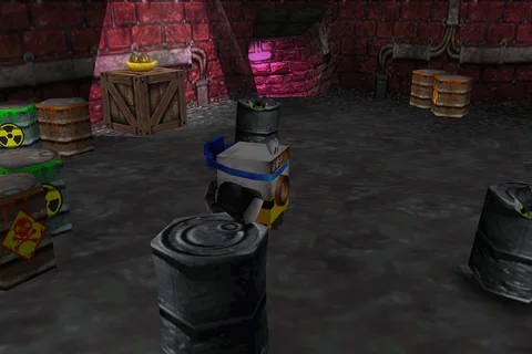 Washer beside barrels and hazardous goods